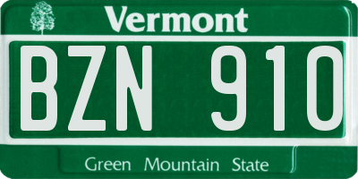 VT license plate BZN910
