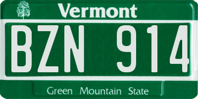VT license plate BZN914