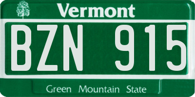 VT license plate BZN915