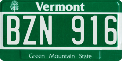 VT license plate BZN916
