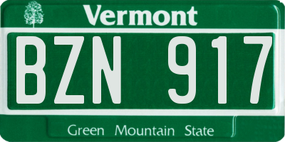 VT license plate BZN917