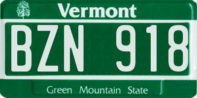 VT license plate BZN918