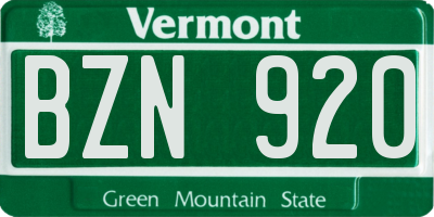 VT license plate BZN920