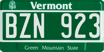 VT license plate BZN923