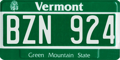 VT license plate BZN924