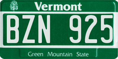 VT license plate BZN925