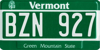 VT license plate BZN927
