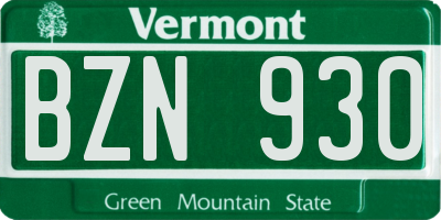 VT license plate BZN930
