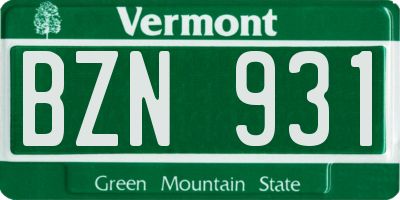 VT license plate BZN931
