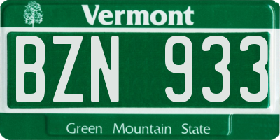 VT license plate BZN933
