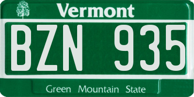 VT license plate BZN935