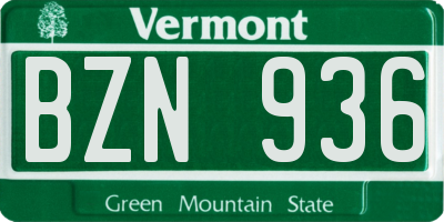 VT license plate BZN936