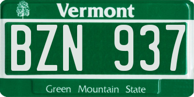 VT license plate BZN937