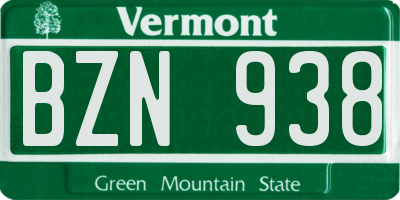 VT license plate BZN938