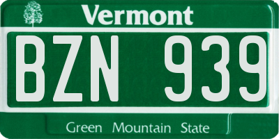 VT license plate BZN939