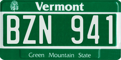 VT license plate BZN941