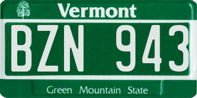 VT license plate BZN943