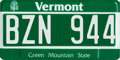VT license plate BZN944