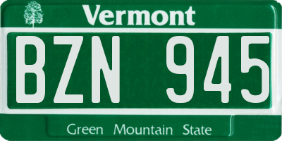 VT license plate BZN945