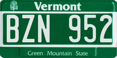 VT license plate BZN952