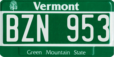 VT license plate BZN953