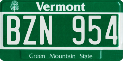VT license plate BZN954