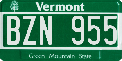 VT license plate BZN955