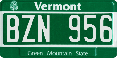 VT license plate BZN956
