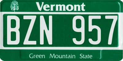 VT license plate BZN957