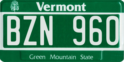 VT license plate BZN960