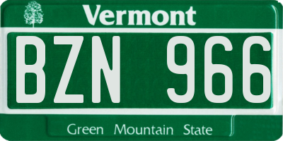 VT license plate BZN966