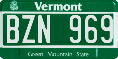 VT license plate BZN969