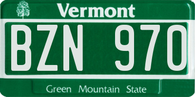 VT license plate BZN970