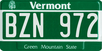 VT license plate BZN972