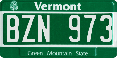 VT license plate BZN973