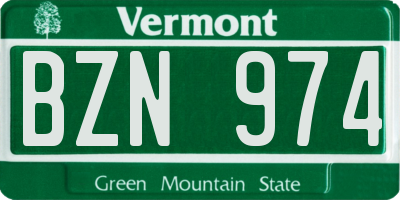 VT license plate BZN974