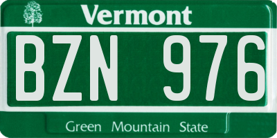 VT license plate BZN976