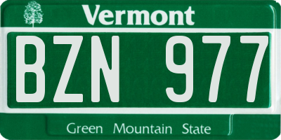 VT license plate BZN977