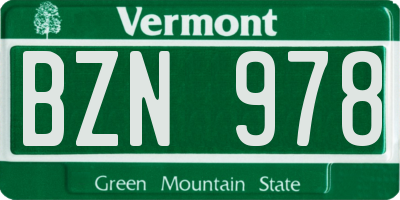 VT license plate BZN978