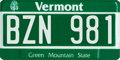 VT license plate BZN981