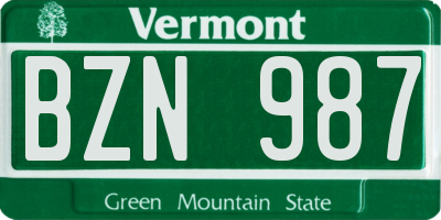 VT license plate BZN987