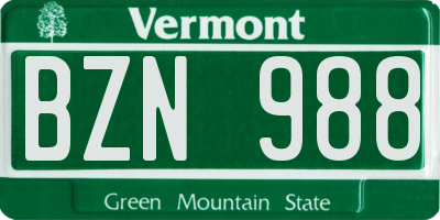 VT license plate BZN988