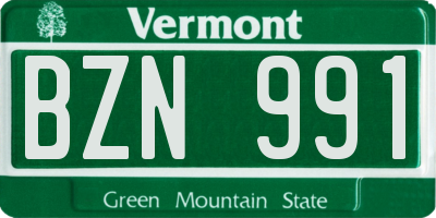 VT license plate BZN991