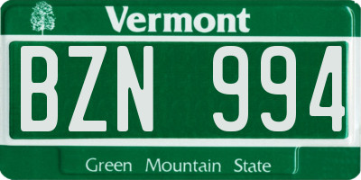 VT license plate BZN994