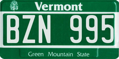 VT license plate BZN995