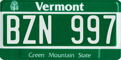 VT license plate BZN997