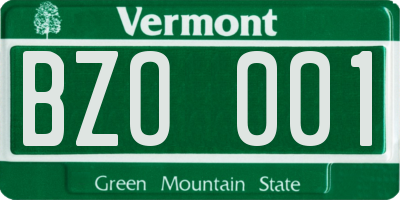 VT license plate BZO001