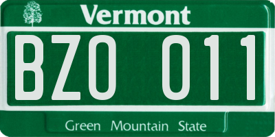 VT license plate BZO011