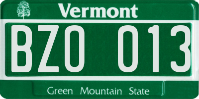 VT license plate BZO013
