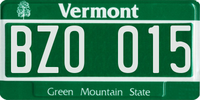 VT license plate BZO015